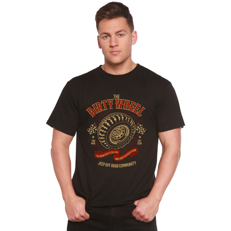 The Dirty Wheel Spun Bamboo Men’s Bamboo Viscose/Organic Cotton Short Sleeve Graphic T-Shirt Medium Black