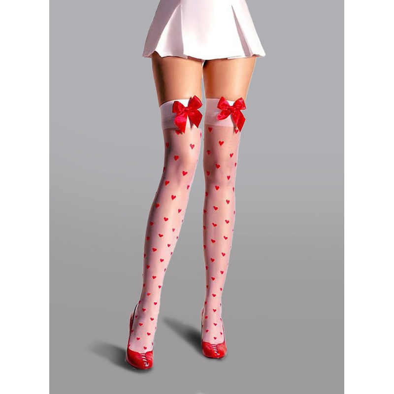 Cute Bow Polka Dot Stockings SE2095-WHITE F