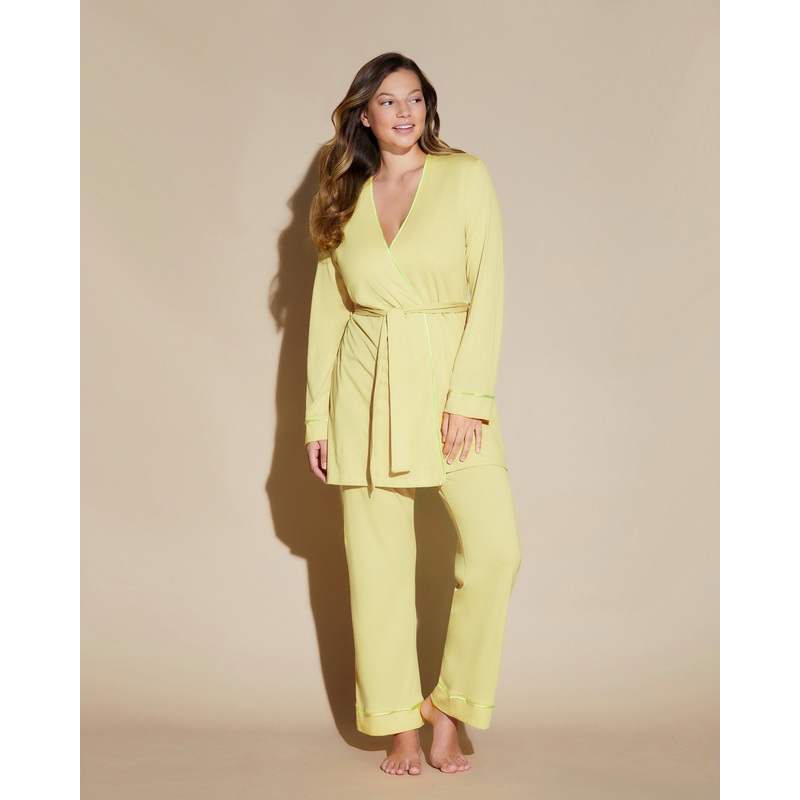 Pyjama 3 Pices Curvy Avec Peignoir Mignonette/Neon Yellow P