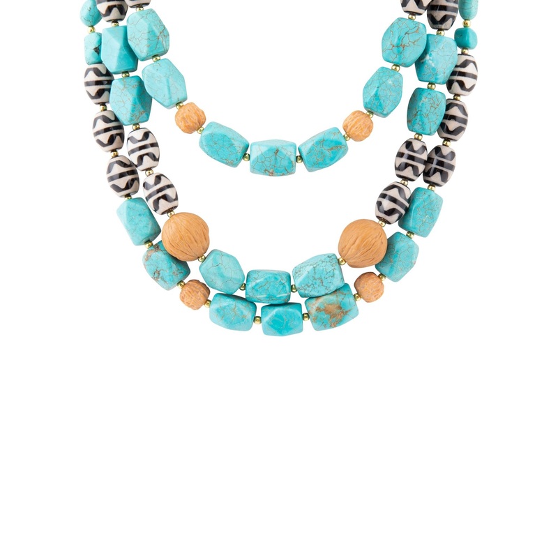 Tulum Blue Magnesite Golden Statement Necklace