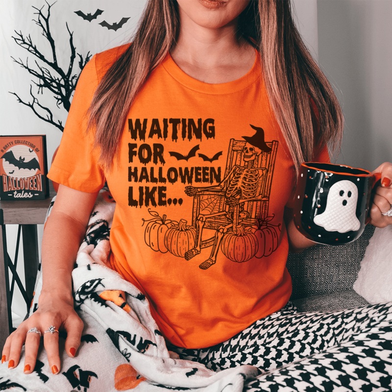 Waiting For Halloween Like Tee Burnt Orange S