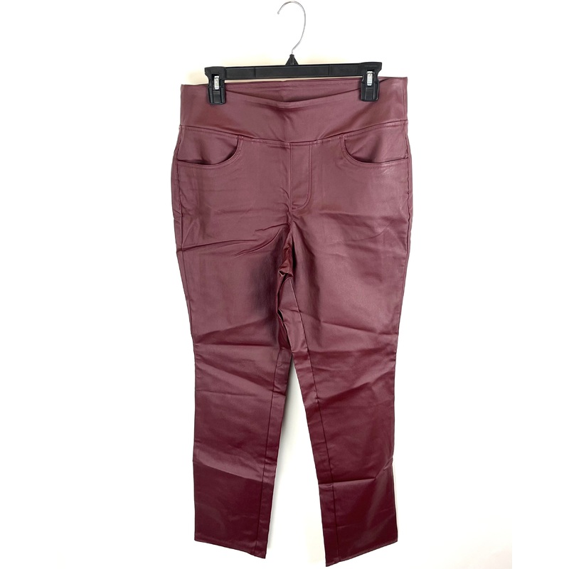Burgundy Faux Leather Pants – Size 12
