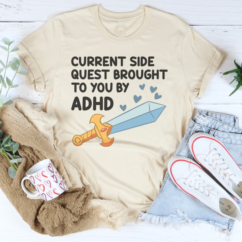 Current Side Quest Brought To You By ADHD Tee Black Heather S