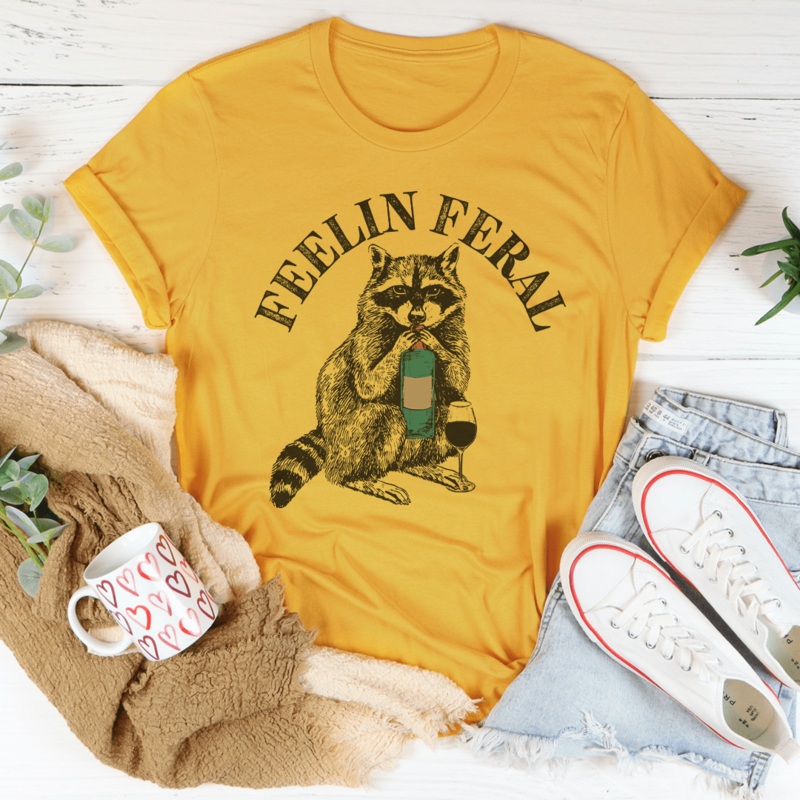 Feelin feral Tee Mustard S