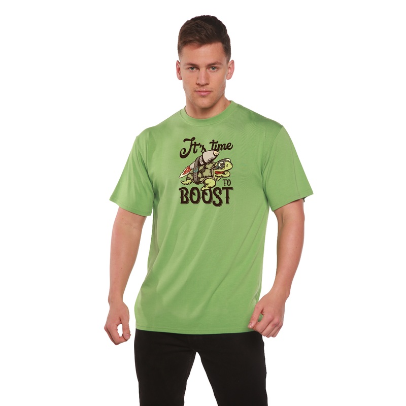 It`s time to BOOST Men’s Bamboo Viscose/Organic Cotton Short Sleeve Graphic T-Shirt Medium Black