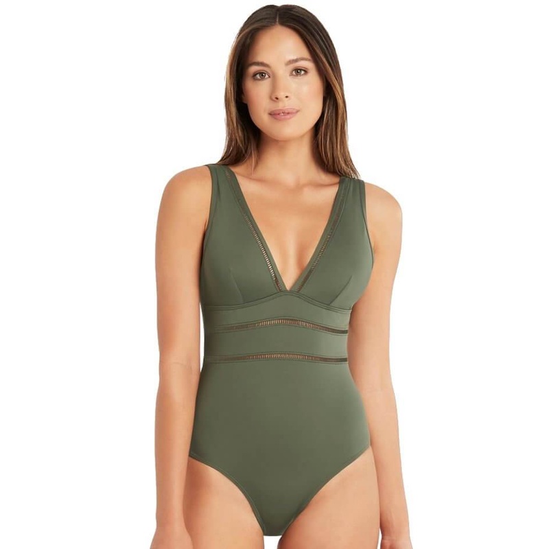 Sea Level Eco Essentials Spliced B-DD Cup One Piece Swimsuit – Khaki 4