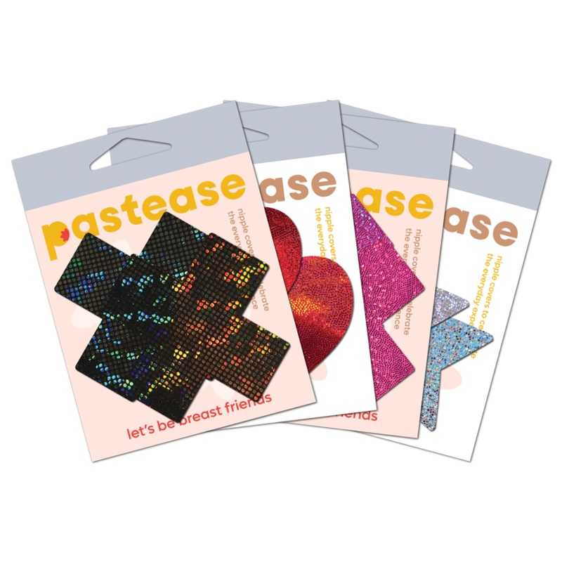 All Sparkle Nipple Pasties by Pastease Heart Black Glitter