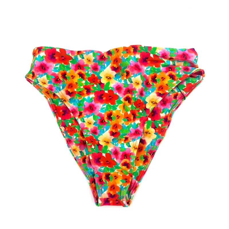 Multi Colored Floral High Waisted Bikini Bottom – Extra Small