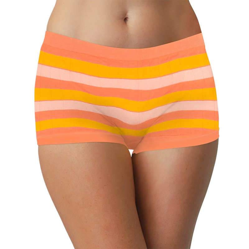 Seamless Stripe Tag Free Boyshort S Orange