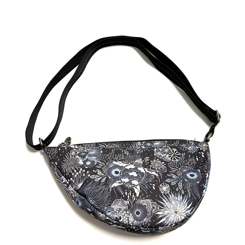 Black Water Motif Crossbody Sling Bag