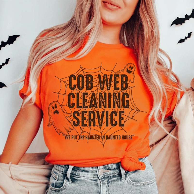 Cob Web Cleaning Service Tee Burnt Orange S