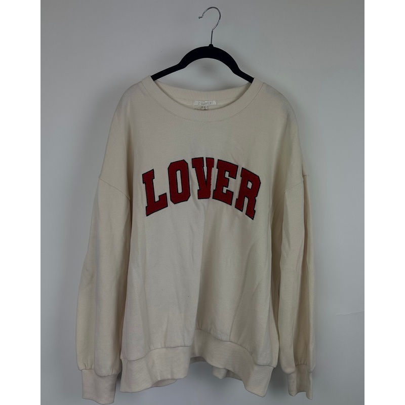 Cream Embroidered Lover Crewneck Sweatshirt – Size 4