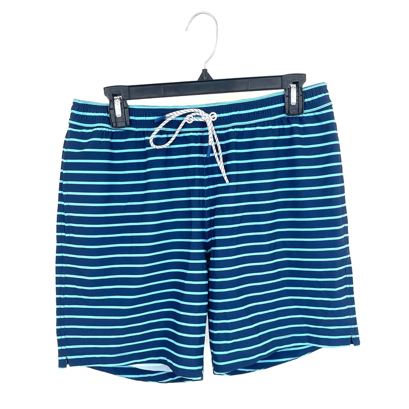 MENS Navy and Sky Blue Thin Stripe Swim Shorts – Medium Size Medium – 5″ Inseam