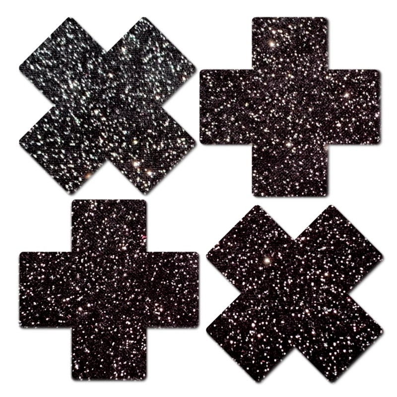 Petite Plus X: Two Pair of Small Sparkle Black Plus Nipple Pasties by Pastease o/s