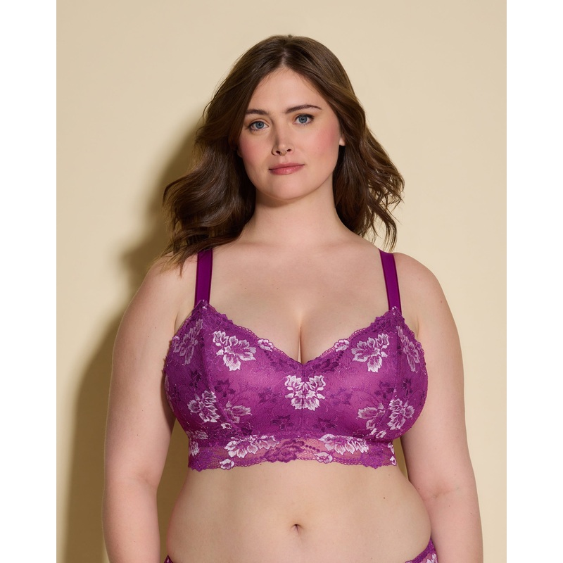 Super Curvy Longline Bralette Swiss Beet/White XS