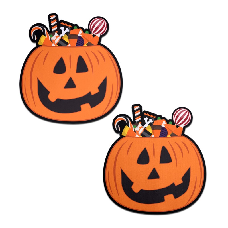 Trick-or-Treat Pumpkin Pasties with Candy Nipple Covers by Pastease