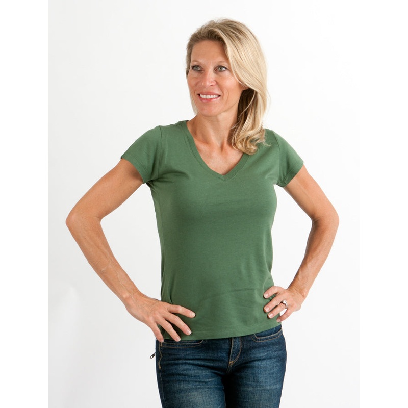 Women’s Bamboo V-Neck Cap Sleeve T-Shirt Medium White