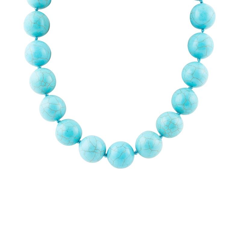 Chunky Blue Turquoise Magnesite Beaded Necklace