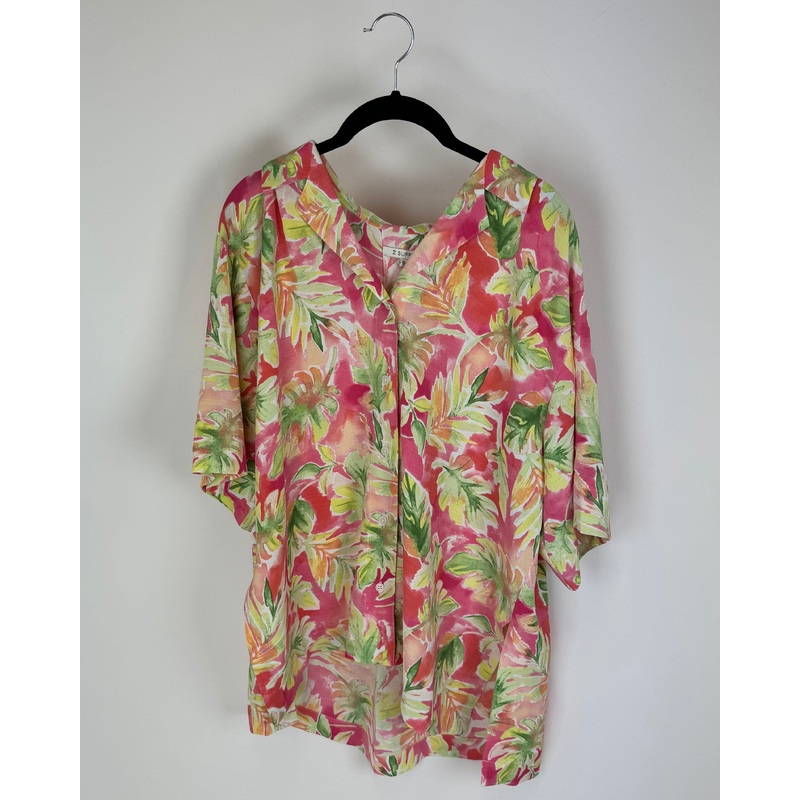 Palm Print Button Up Shirt – Size 8-10