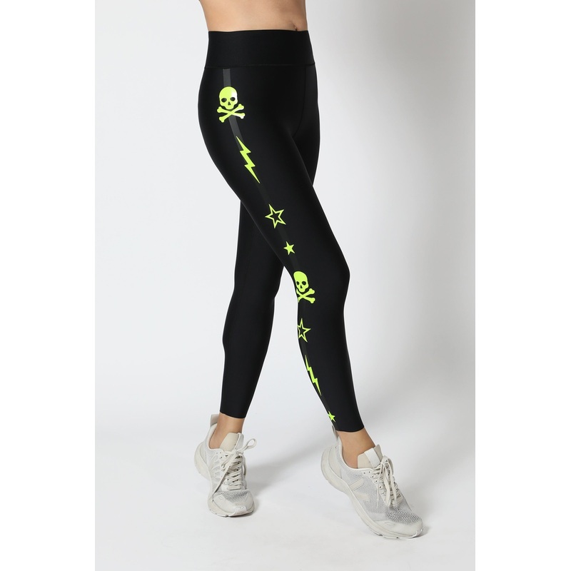 STREET VIBE ULTRA HIGH LEGGING LUX BONDED LEATHER NERO/NEON YELLOW XS