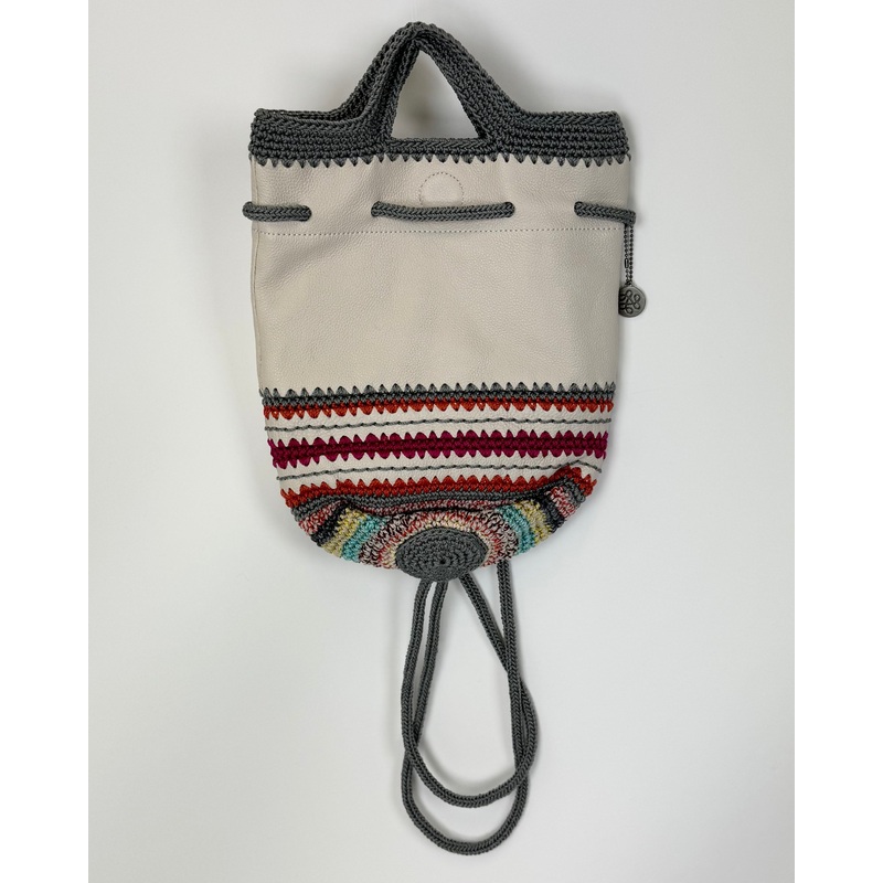 Tan and Crochet Mini Backpack