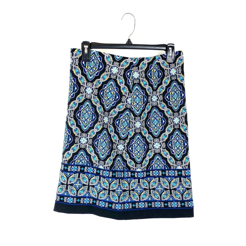 Black Abstract Print Pencil Skirt – Size 4