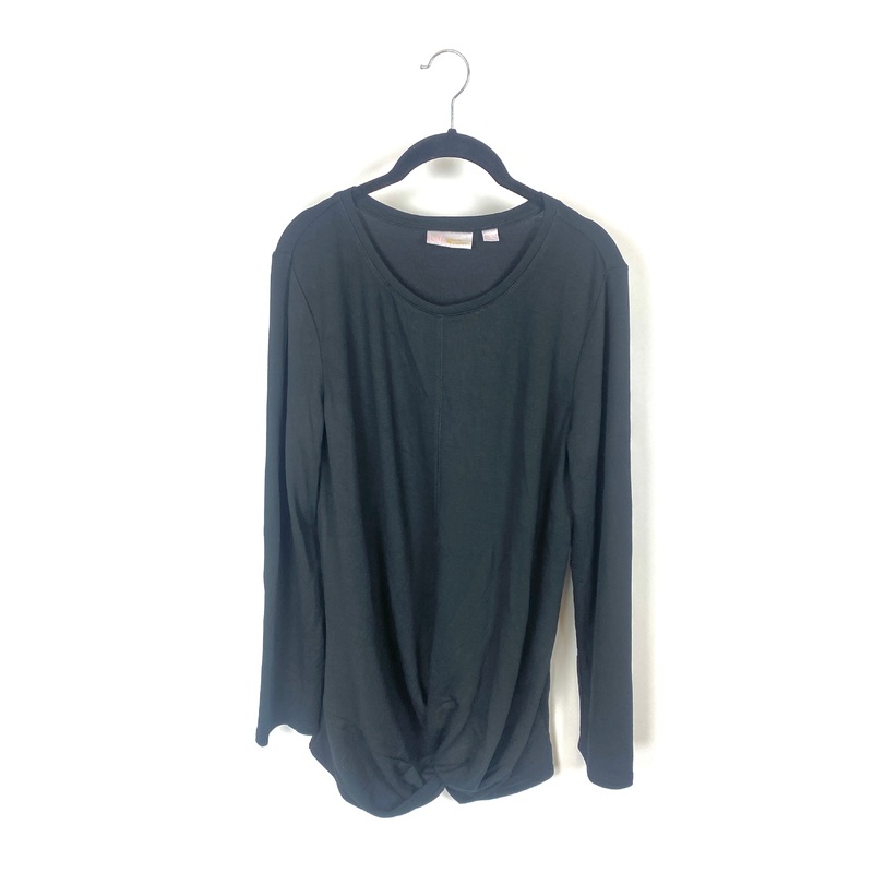 Black Long Sleeve Top with Knotted Bottom – Small/Medium