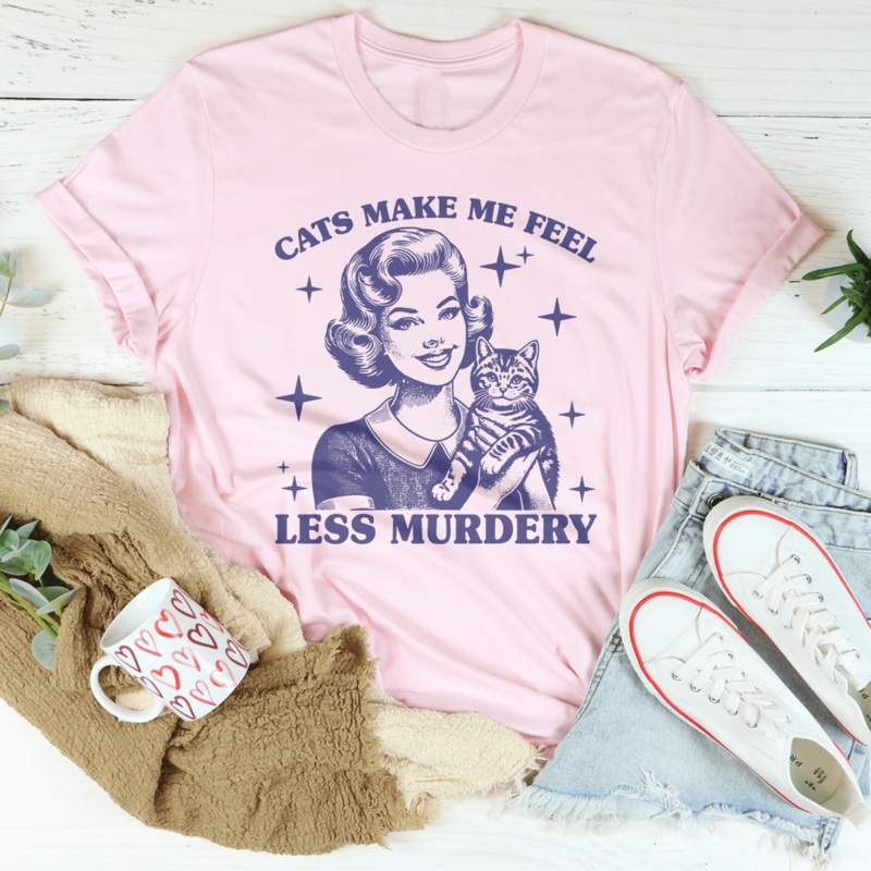 Cats Make Me Feel Less Murdery Tee Heather Prism Peach S