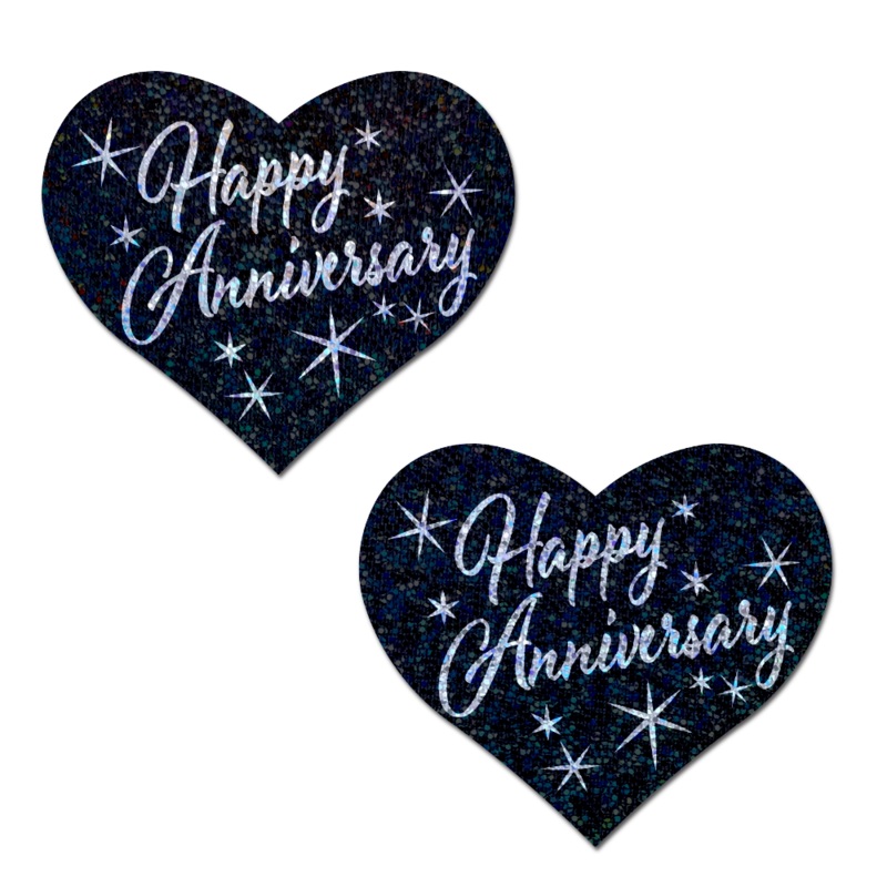 Love: ‘Happy Anniversary’ Heart Nipple Pasties by Pastease Black