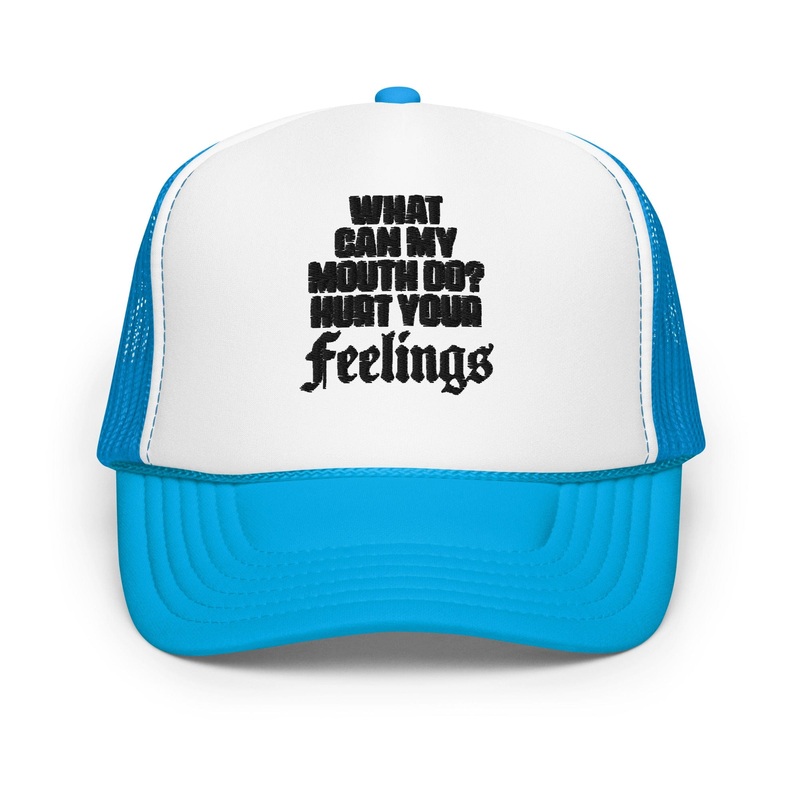 What Can My Mouth Do Trucker Hat Blue / White / Blue