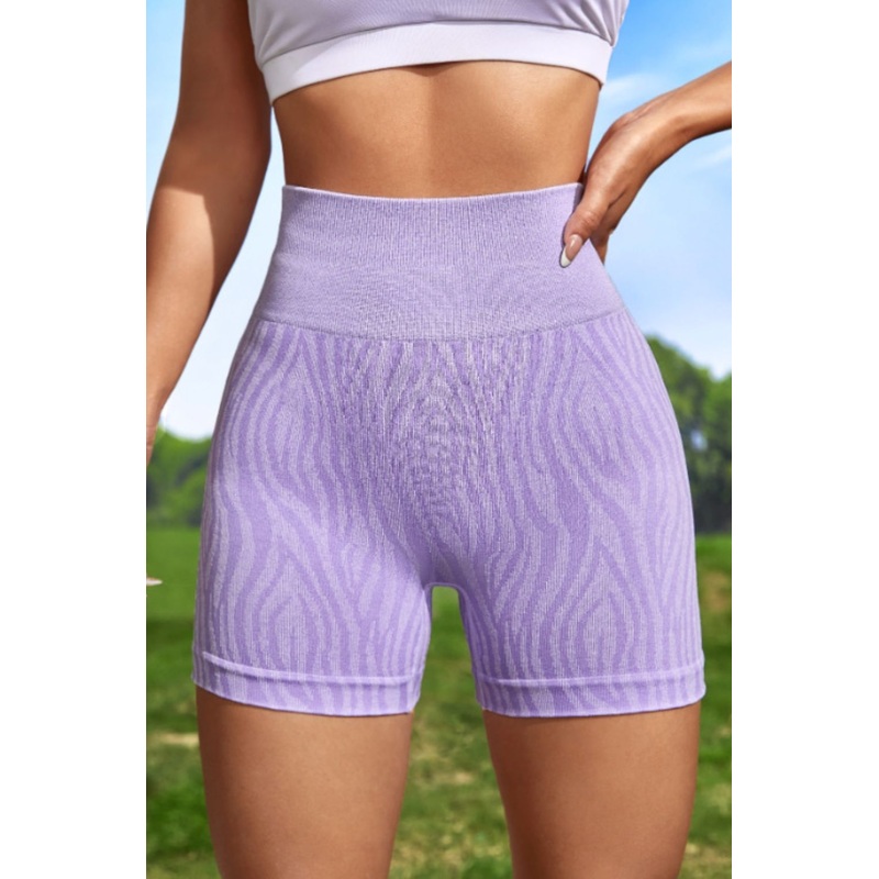 Wide Waistband Slim Fit Active Shorts Lavender S