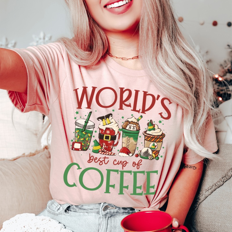 World’s Best Cup Of Coffee Tee Heather Prism Peach S