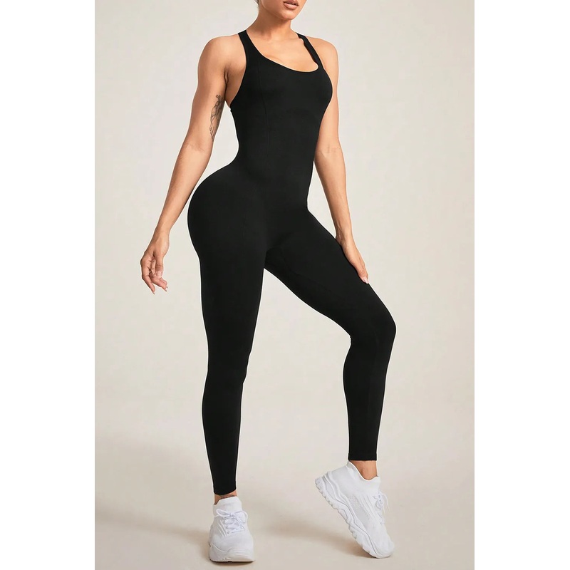 Crisscross Wide Strap Jumpsuit Black S