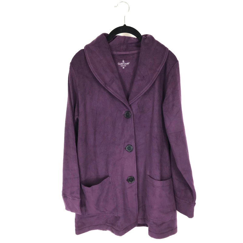 Purple Fleece Button Up Cardigan – Extra Small and Small Extra Small