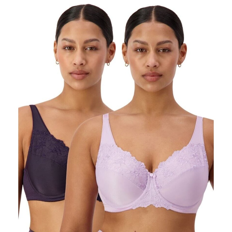 Triumph Embroidered Minimiser Bra 2 Pack – Blueberry/Stardust 34DD