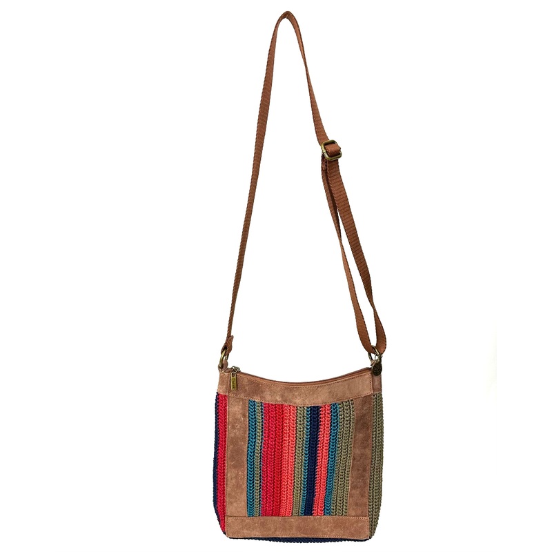 Brown Suede Embroidered Crossbody Bag