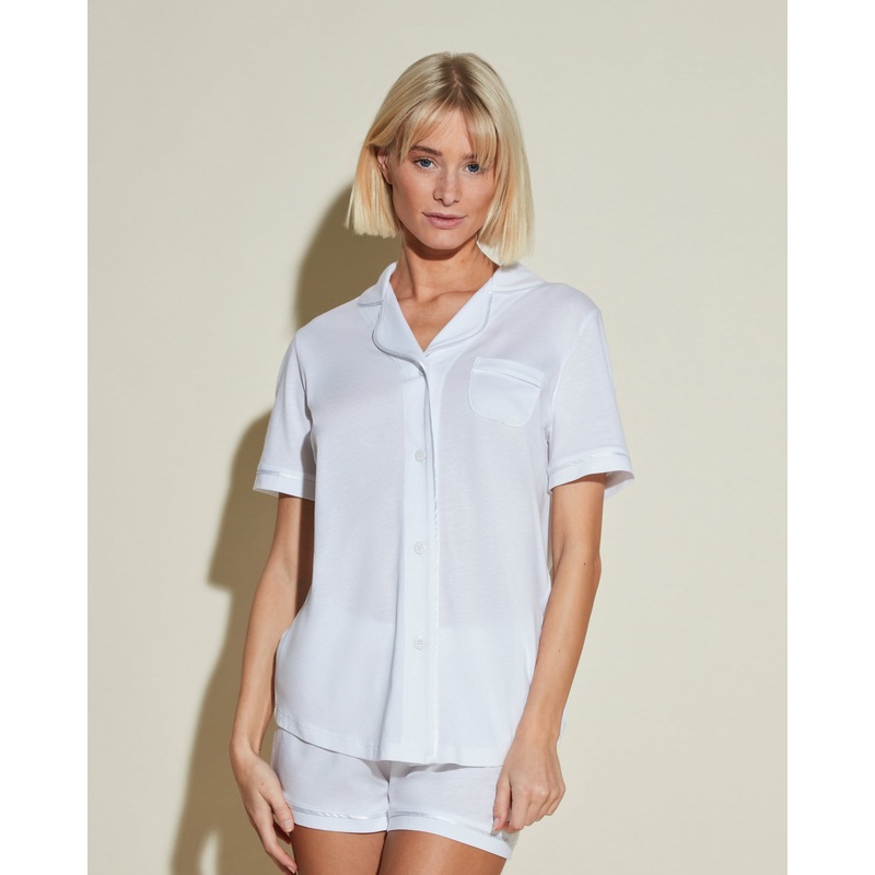 Ensemble Pyjama Haut  Manches Courtes Et Boxer White/White XS