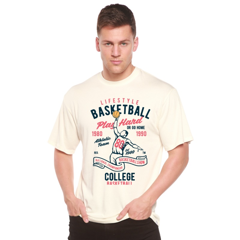 Life Style Basketball Men’s Bamboo Viscose/Organic Cotton Short Sleeve Graphic T-Shirt Medium Black