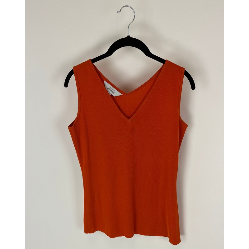Orange V-Neck Knit Tank Top – Size 2-4