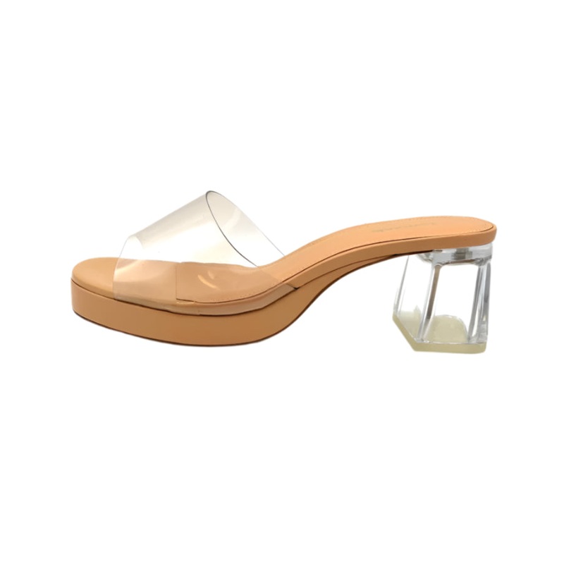 Tan And Clear Heel Sandal – 8.5