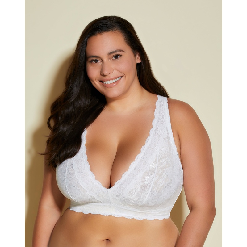 Ultra Curvy Plungie Longline Bralette White XS