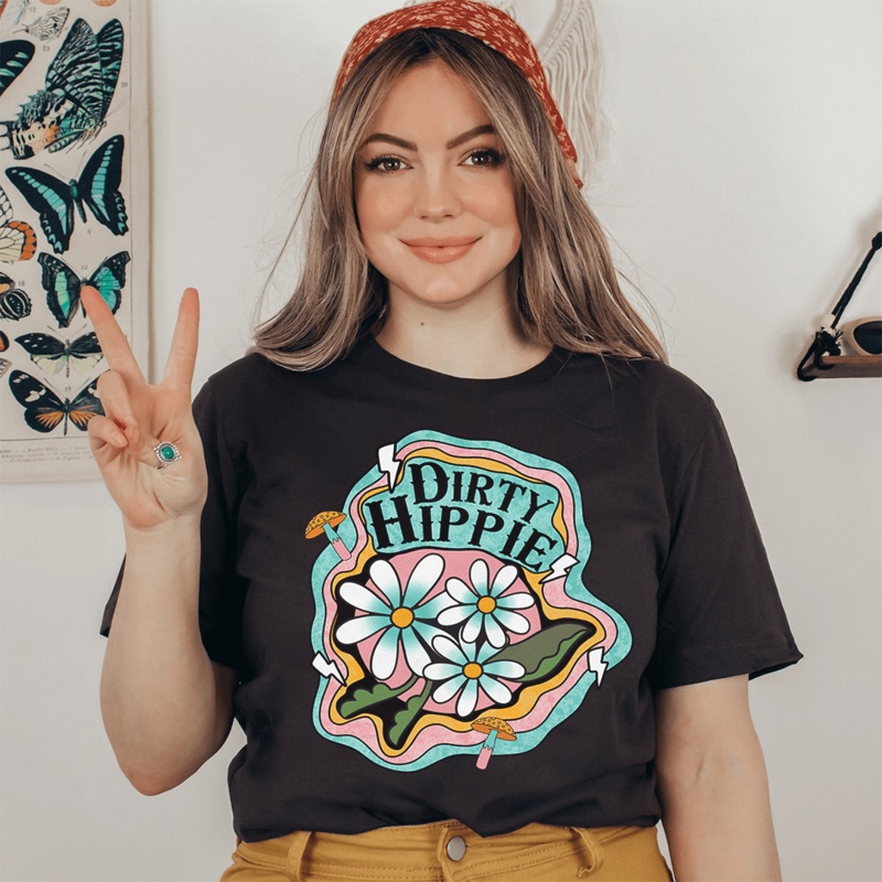 Dirty Hippie Tee Black Heather S