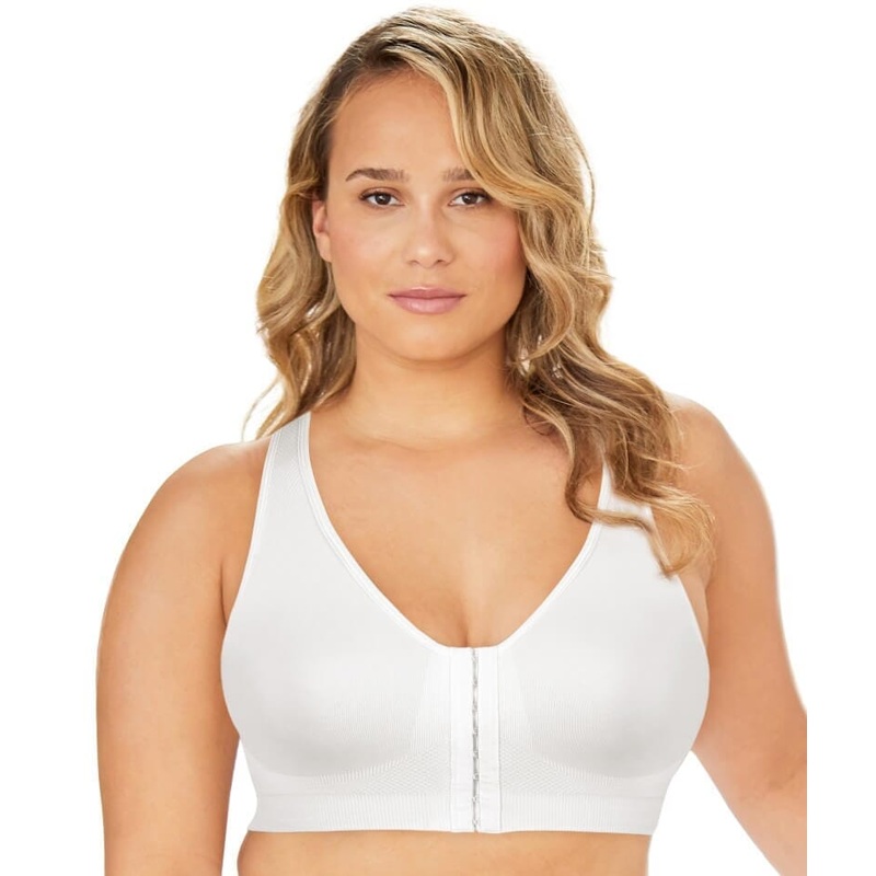 Exquisite Form Fully Seamless Wire-Free Full Coverage Bra with Front Closure – White M