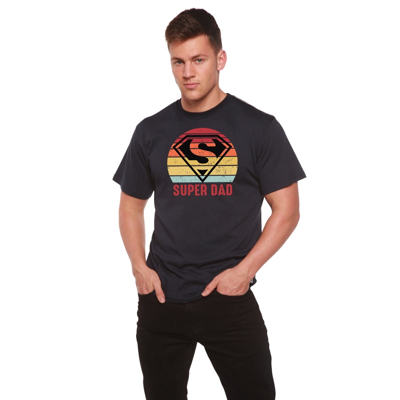 Super Dad Men’s Bamboo Viscose/Organic Cotton Short Sleeve Graphic T-Shirt Medium Black