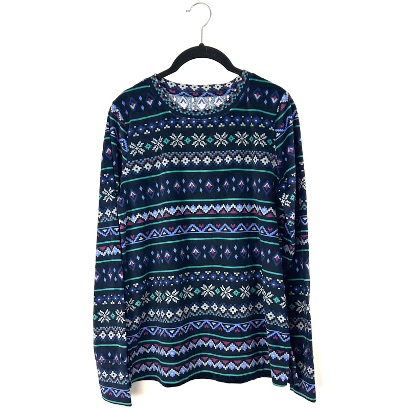Geometric Winter Pattern Fleece Crewneck – Size 2/4