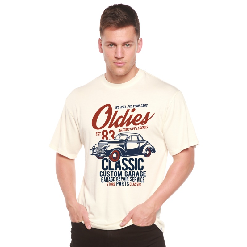 Oldies Spun Bamboo Men’s Bamboo Viscose/Organic Cotton Short Sleeve Graphic T-Shirt Medium Black
