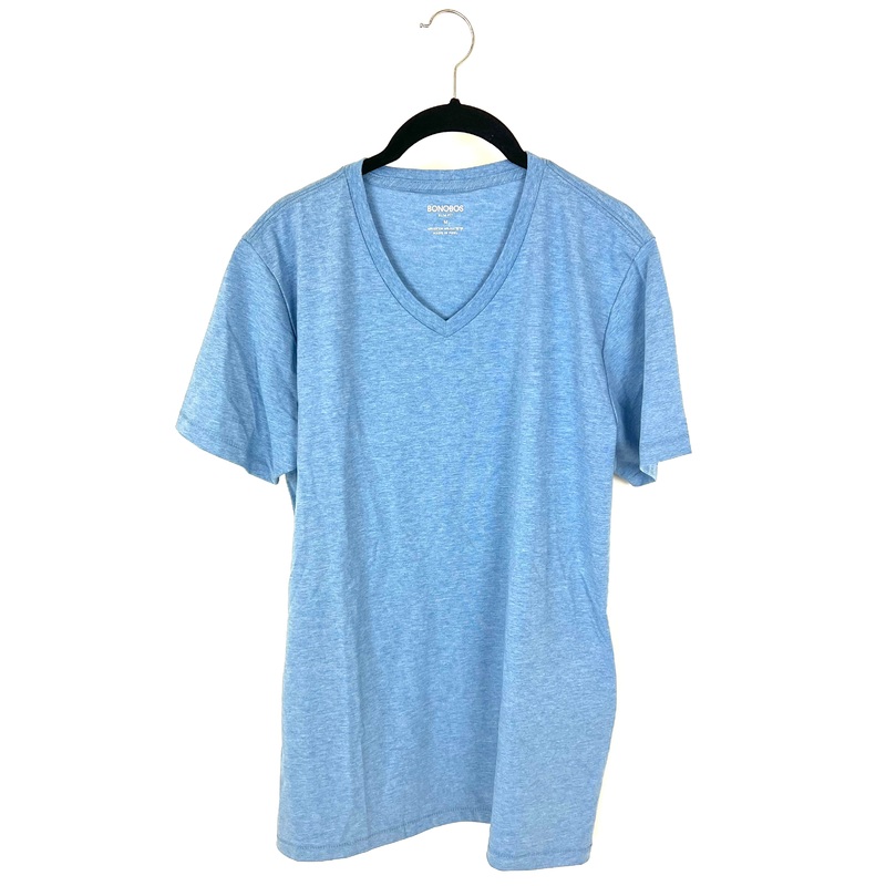 MENS Cornflower Blue V-Neck T-Shirt –  Medium