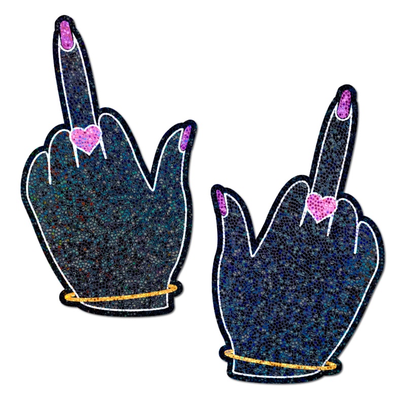 Middle Finger Pasties: Glittering F*ck You Lady Hands Nipple Covers by Pastease