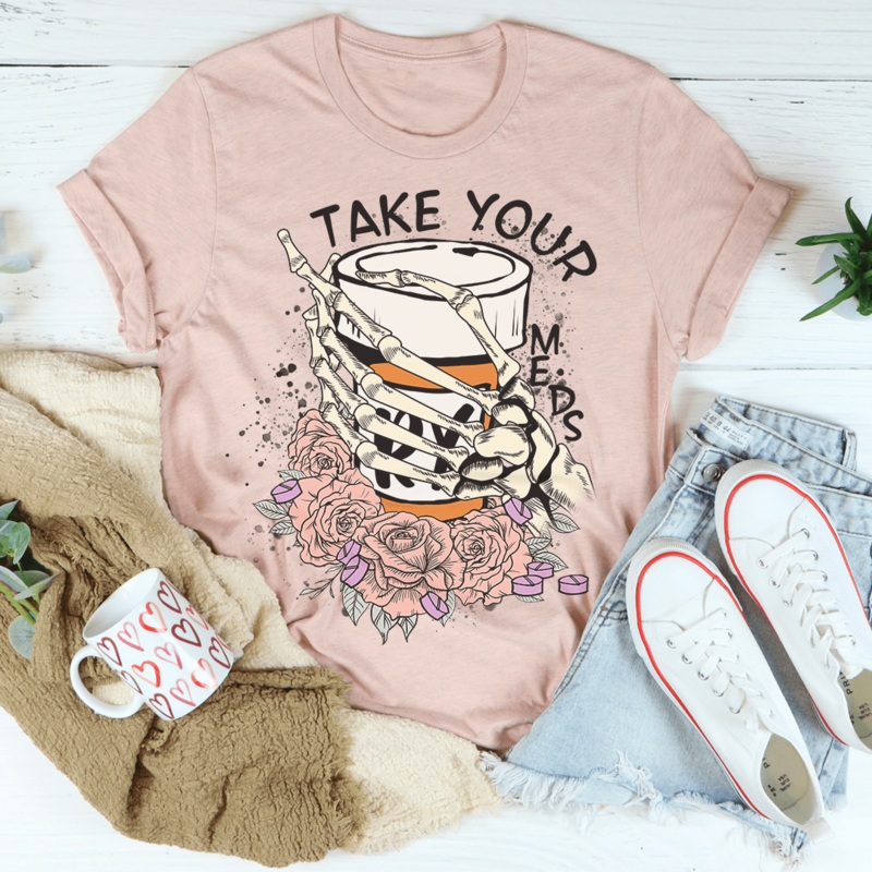Take Your Meds Tee Heather Prism Peach S