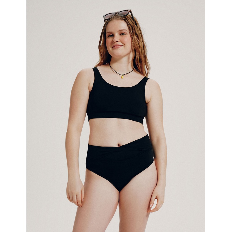 Teen Period Swim Twist High Rise Bikini Bottom Black XXS